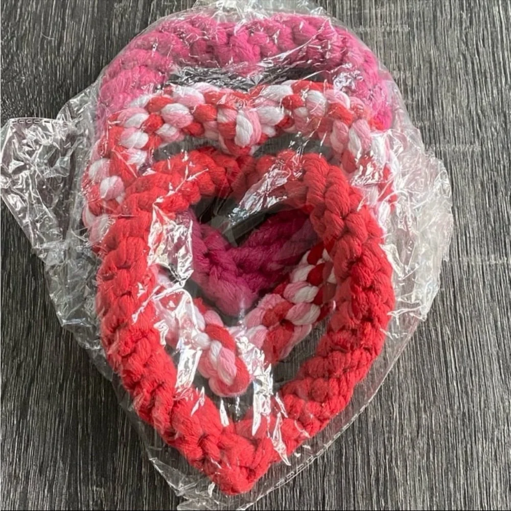 LOT OF 3 NIP Heart Rope Bone Toys for Dogs Rope Bone Toy SET for Dogs